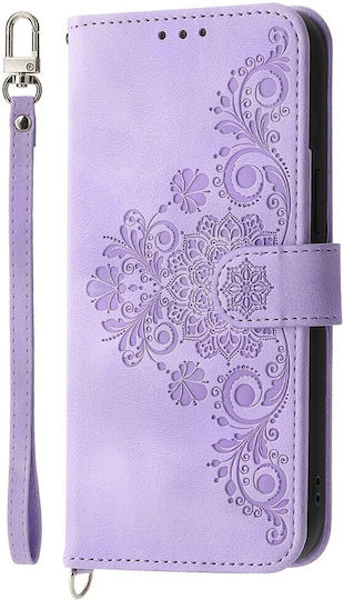 Flowers Embossed Wallet Purple (Oppo Reno14F)