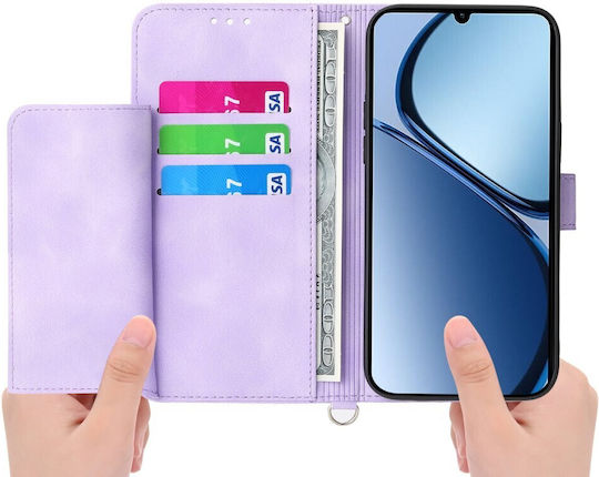 Flowers Embossed Wallet Purple (Oppo Reno14F)