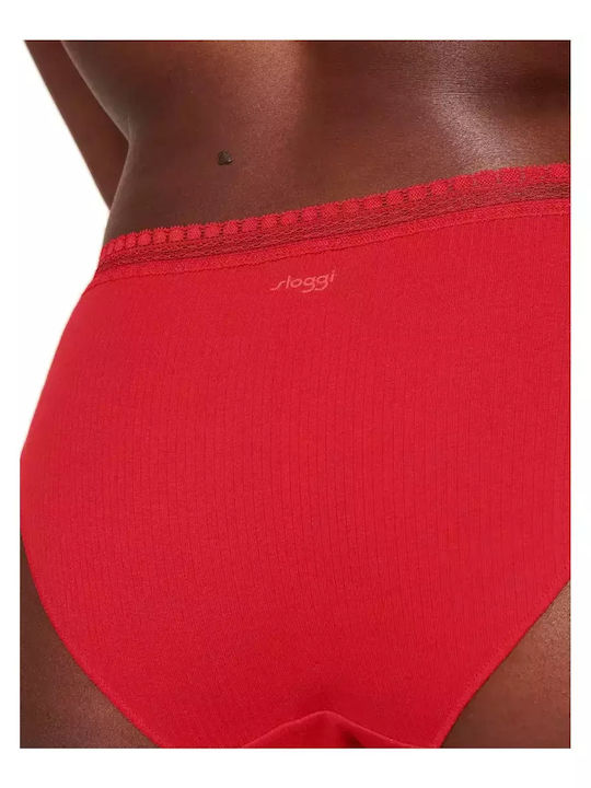 Go Ribbed H Tai Βαμβακερά Γυναικεία Slip 2Pack Κόκκινα