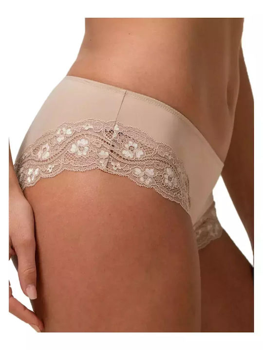Lovely Micro Hipster Γυναικείο Slip με Δαντέλα Μπεζ
