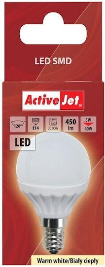 Active Jet Bec LED 5W pentru Soclu E14 Alb cald 450lm