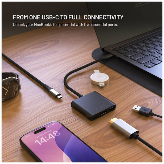 Fixed USB-C Stație de andocare cu HDMI 4K PD Negru (FIXHU-QR-BK)
