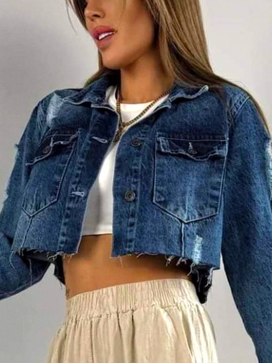 Scurtă Jachetă de femei din denim Blue