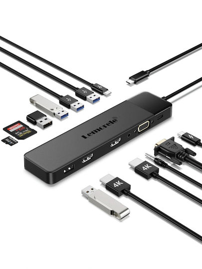 Lemorele USB-C Docking Station mit HDMI 4K PD und Verbindung 2 Monitore Schwarz