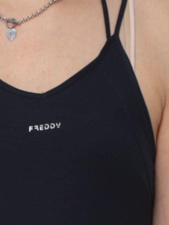 Women's Athletic Crop Top with Straps Navy Blue