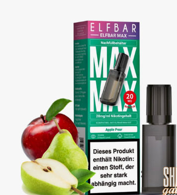 Elf Bar Ηλεκτρονικό Τσιγάρο μιας Χρήσης 6000 Εισπνοών Apple Pear 10ml 20mg Μαύρο