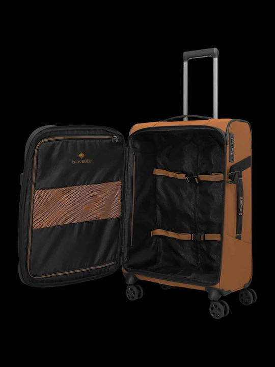Travelite Medium Hard Travel Suitcase Carob Brown with 4 Wheels Height 67cm