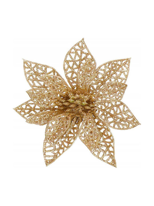 Crăciun Decorativ Metalic Floare Lungime 14cm. 10buc