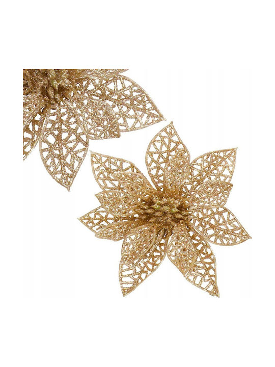 Crăciun Decorativ Metalic Floare Lungime 14cm. 10buc