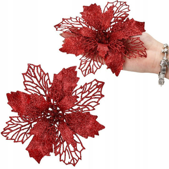 Crăciun Decorativ Metalic Floare Lungime 16cm. 10buc