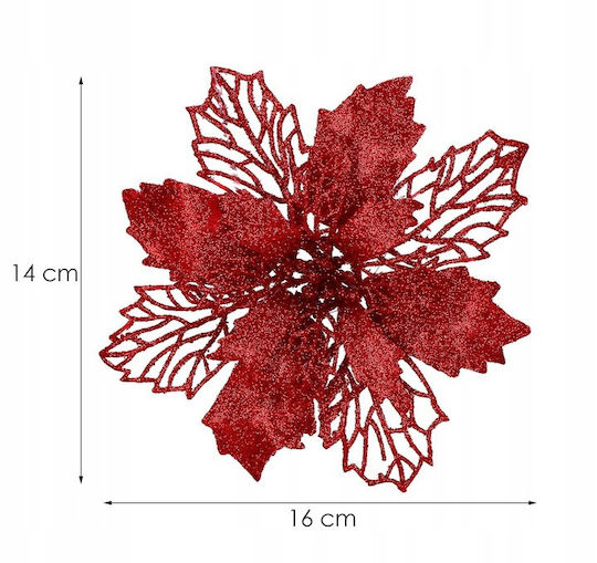 Crăciun Decorativ Metalic Floare Lungime 16cm. 10buc