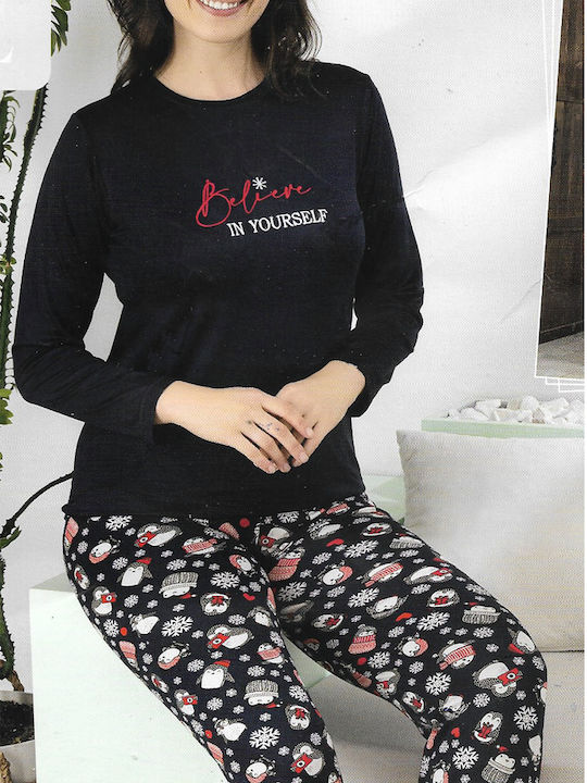 Miss Lale Winter Women's Pyjama Set Dark Blue