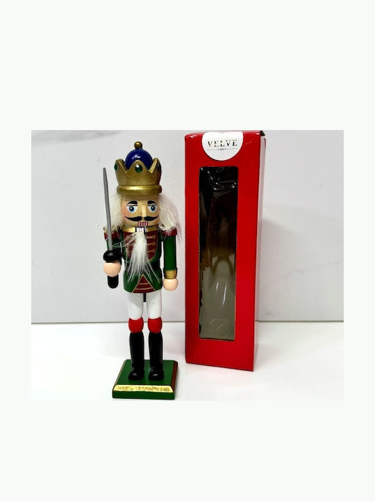 Velve Nutcracker de Crăciun Lemn Verde Înălțime 20cm.