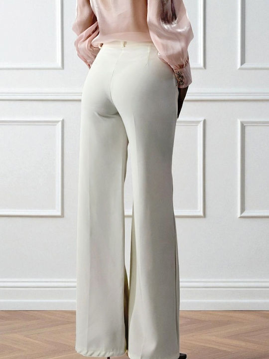 Femei Talie înaltă Din material textil Pantaloni Cu dungi White