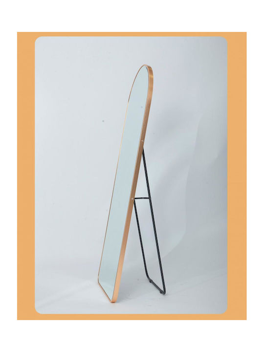 Oglindă Arcuită Cu Cadru Metalic Roz 150x40cm
