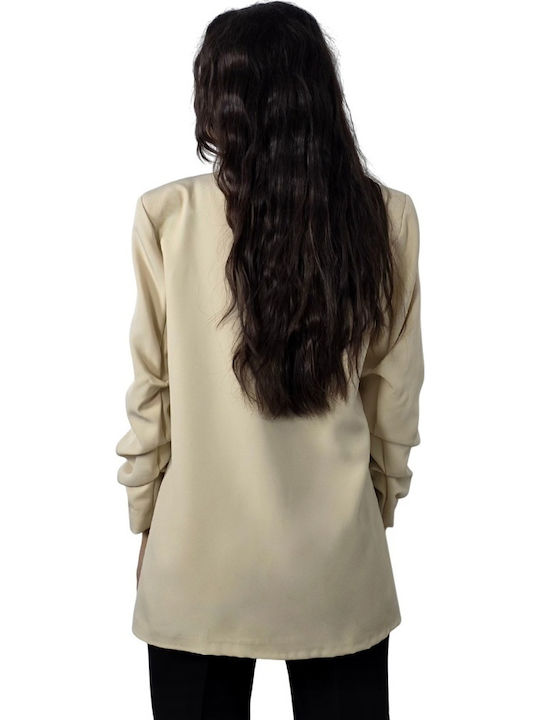 Lung Blazer pentru femei Sacou Light Cream