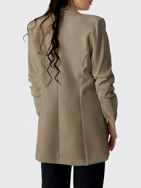 Μακρύ Γυναικείο Σακάκι Beige