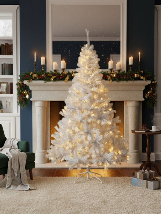 Weihnachtsbaum 195cm mit 936 Zweige und mit LED-Beleuchtung Weiß