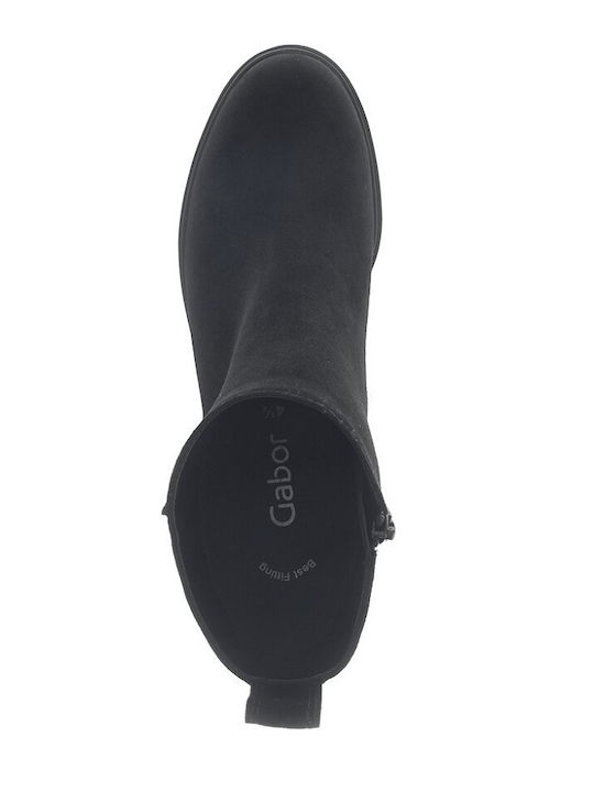 Leder Stiefeletten Damen Schwarz