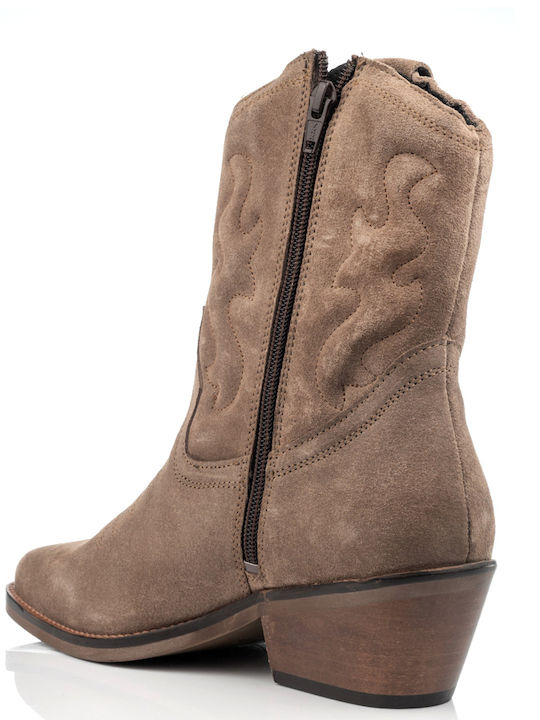 Leather Women's Cowboy Boots Beige