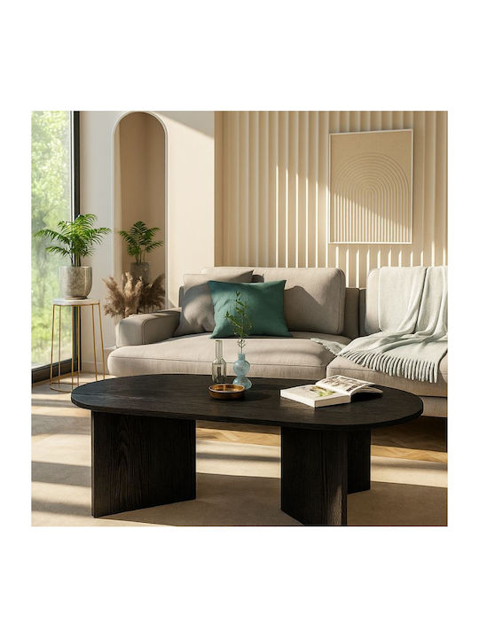 Οβάλ Κεντρικό Τραπεζάκι Cortado Ξύλινο Sencron Black Μ120xΠ60xΥ39.6εκ.