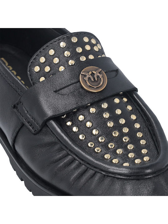 Nora Leder Damen Mokassins in Schwarz Farbe