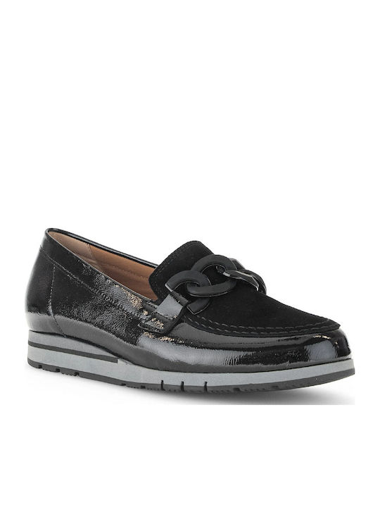 Lackleder Damen Loafers in Schwarz Farbe