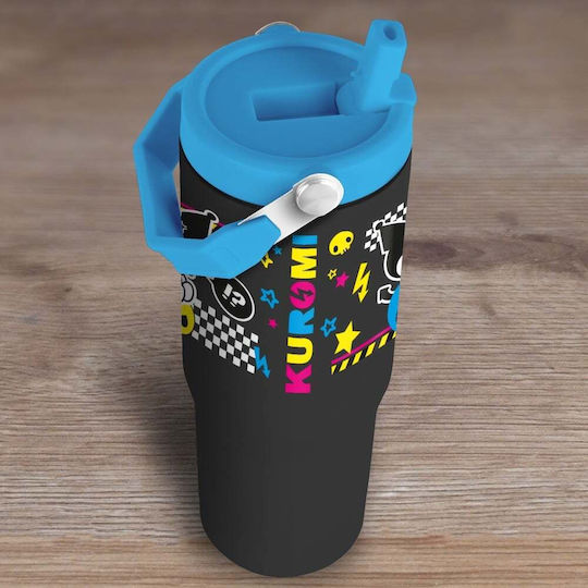 Pyramid International Hello Kitty Kuromi Handled Tumbler Stainless Steel Thermos Bottle 900ml Brown with Straw and Handle
