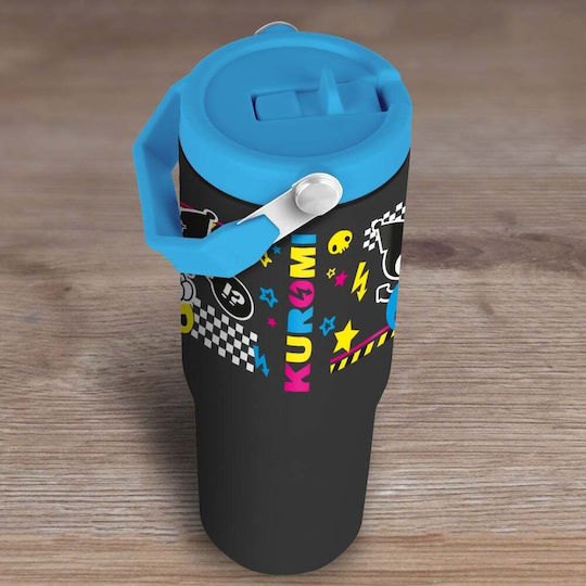 Pyramid International Hello Kitty Kuromi Handled Tumbler Stainless Steel Thermos Bottle 900ml Brown with Straw and Handle