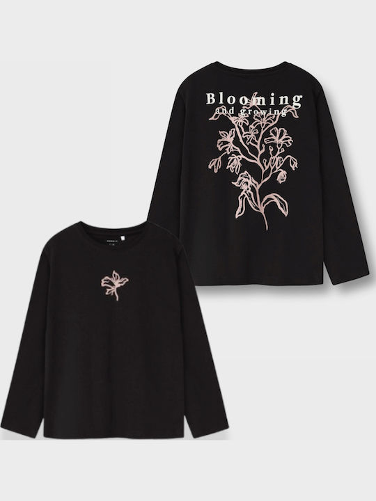 Παιδική Μπλούζα Μακρυμάνικη Μαύρη Blooming