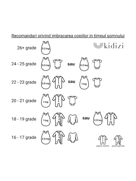 Kidizi De primăvară Sac de dormit 1 tog Gri