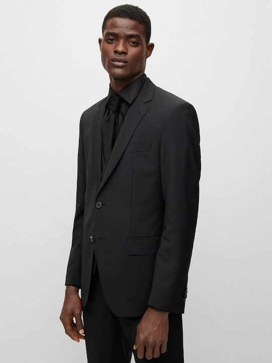 H Huge Men's Suit Slim Fit Black