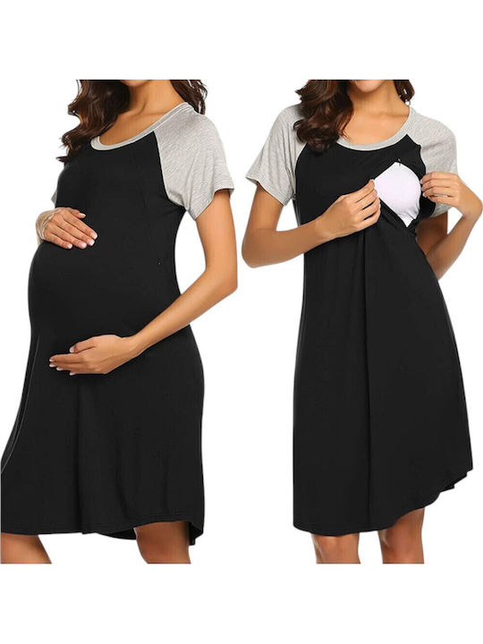 Queen Mother Nightgown Maternity & Nursing Black-grey