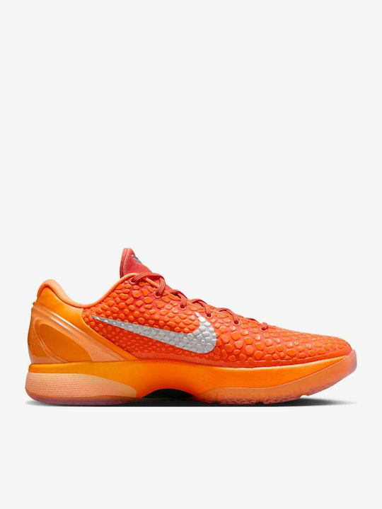 Kobe 6 Protro Low Basketball Shoes Total Orange / Metallic Silver / Cosmic Clay