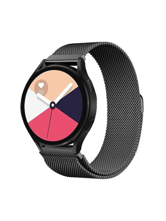 Strap Stainless Steel Black (Galaxy Watch4/5/6/7/FE/4 Classic/6 Classic/5 ProGarmin Vivoactive 5Amazfit GTS 4)