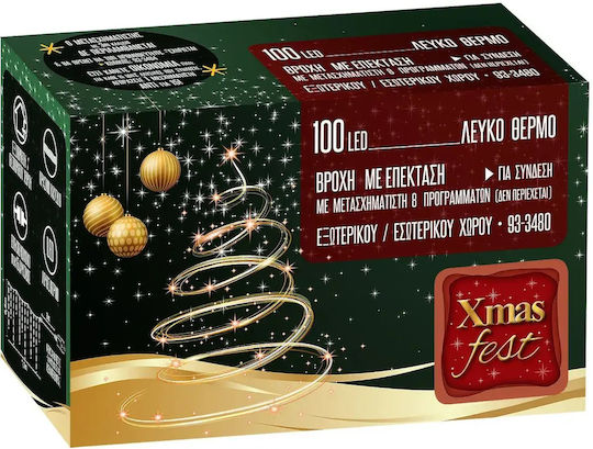 100 Lichterketten LED 1.1m. x 80cm Warmes Weiß Typ Regen 1Stück