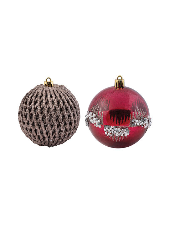 Hanging Ball Ornament Ornament Plastic Purple 8cm Set 4pcs
