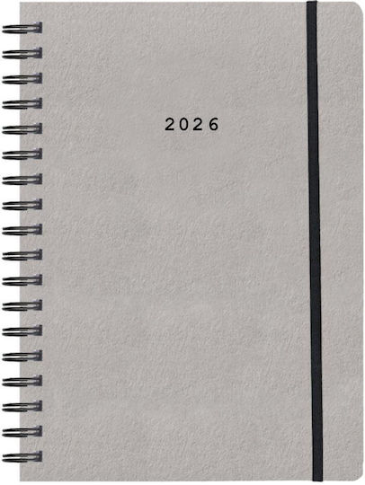 Next Ημερολόγιο 2026 Pastel Ημερήσιο Flexi Γκρι Λάστιχο 14x21εκ