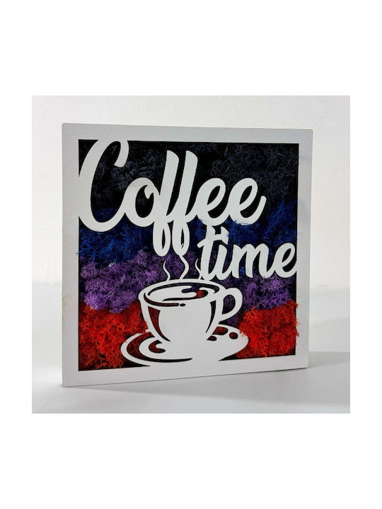 Coffee Time Bild Stabilisierte Natürliche Moos Blau-Lila-Rot Διάφορα Επιτραπέζια Διακοσμητικά