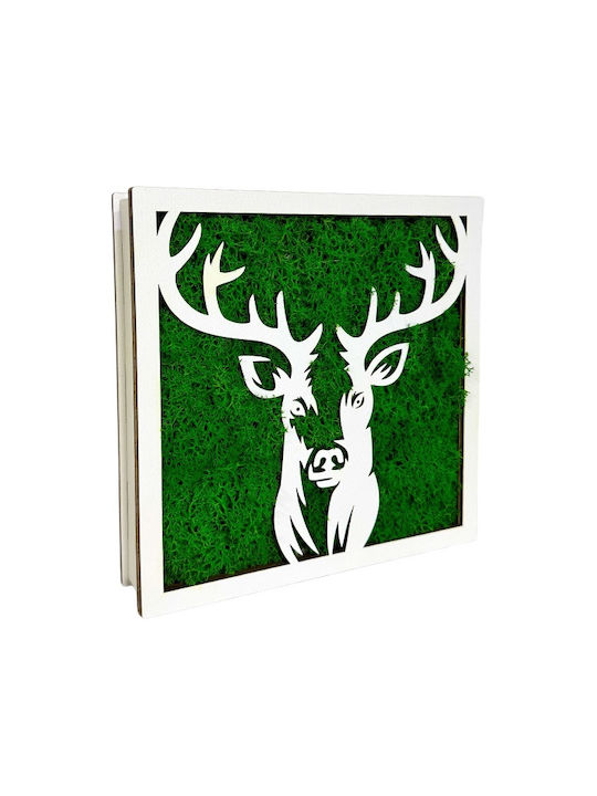 Forest Deer Painting Stabilized Natural Moss Green