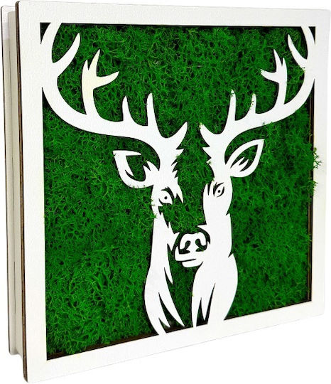 Forest Deer Painting Stabilized Natural Moss Green