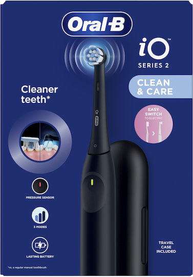 Oral-B iO Series 2 Electric Toothbrush with Timer Pressure Sensor and Travel Case Black