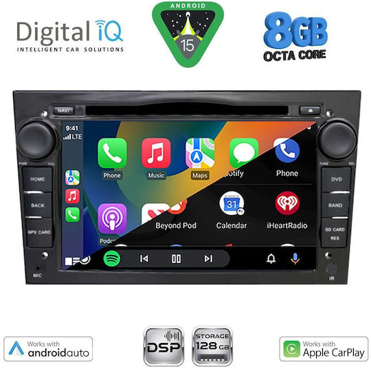 Digital IQ Car Audio System for Opel Corsa / Meriva / Tigra / Vectra 2004-2012 (Bluetooth/USB/AUX/WiFi/GPS/Apple-Carplay/Android-Auto) with Touch Screen 7"