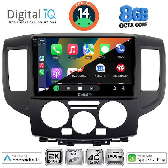 Digital IQ Car Audio System for Nissan NV200 2009 (Bluetooth/USB/AUX/WiFi/GPS/Apple-Carplay/Android-Auto) with Touch Screen 9"