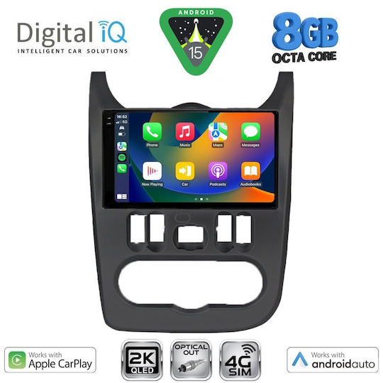 Digital IQ Ηχοσύστημα Αυτοκινήτου για Renault Logan Dacia Duster / Logan / Sandero 2006-2012 (Bluetooth/USB/AUX/WiFi/GPS/Apple-Carplay/Android-Auto) με Οθόνη Αφής 9"