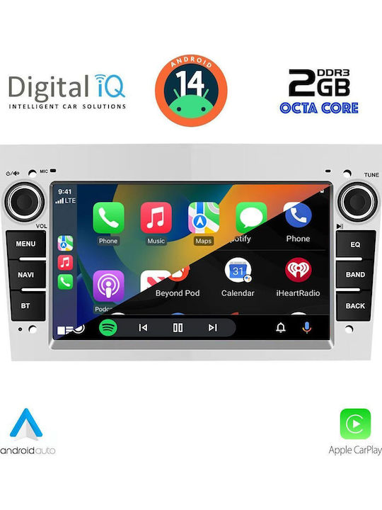 Digital IQ Car Audio System for Opel Corsa / Meriva / Tigra / Vectra 2004-2014 (Bluetooth/USB/AUX/WiFi/GPS/Apple-Carplay/Android-Auto) with Touch Screen 7"