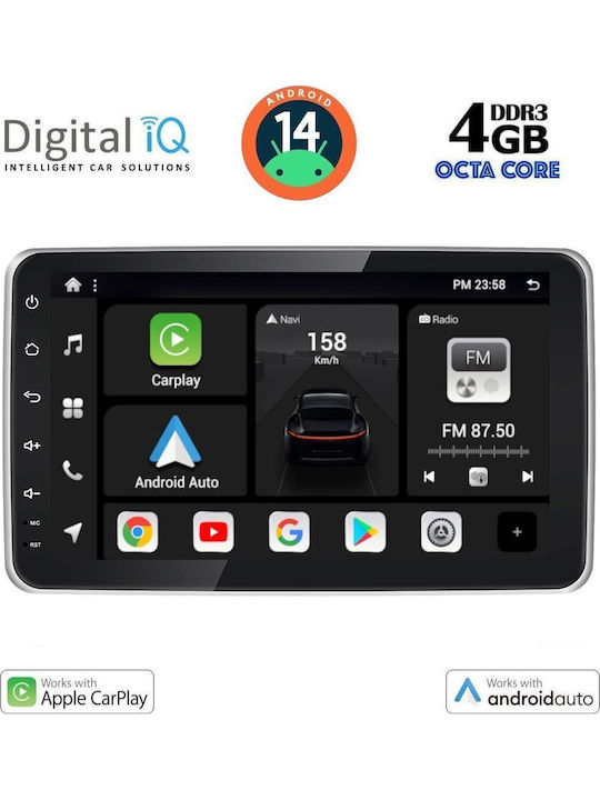 Digital IQ Car Audio System (Bluetooth/USB/AUX/WiFi/GPS/Apple-Carplay/Android-Auto) with Touch Screen 9"