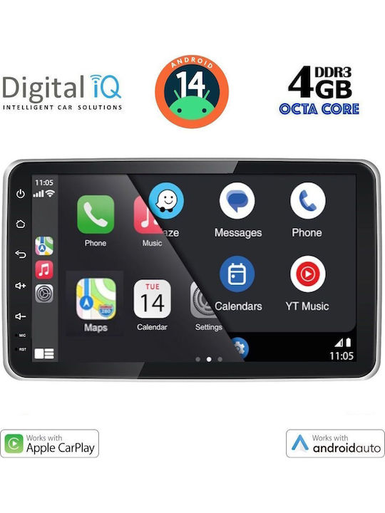 Digital IQ Car Audio System (Bluetooth/USB/AUX/WiFi/GPS/Apple-Carplay/Android-Auto) with Touch Screen 9"