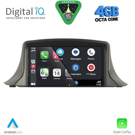 Digital IQ Car Audio System for Renault Megane 2009-2015 (Bluetooth/USB/AUX/WiFi/GPS/Apple-Carplay/Android-Auto) with Touch Screen 7"