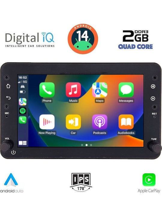 Digital IQ Auto-Audiosystem für Alfa Romeo Spinne / Brera 2004-2012 (Bluetooth/USB/AUX/WiFi/GPS/Apple-Carplay/Android-Auto) mit Touchscreen 7"